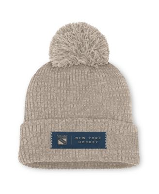 Women's Light Beige New York Rangers Authentic Pro Road Cuffed Knit with Pom Hat