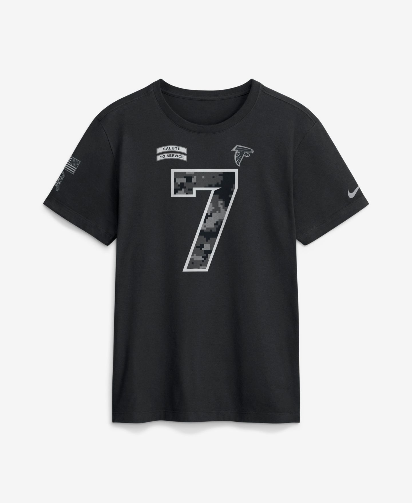 Мужская футболка Nike Bijan Robinson Black Atlanta Falcons 2026 Salute to Service Name & Number — фото 2