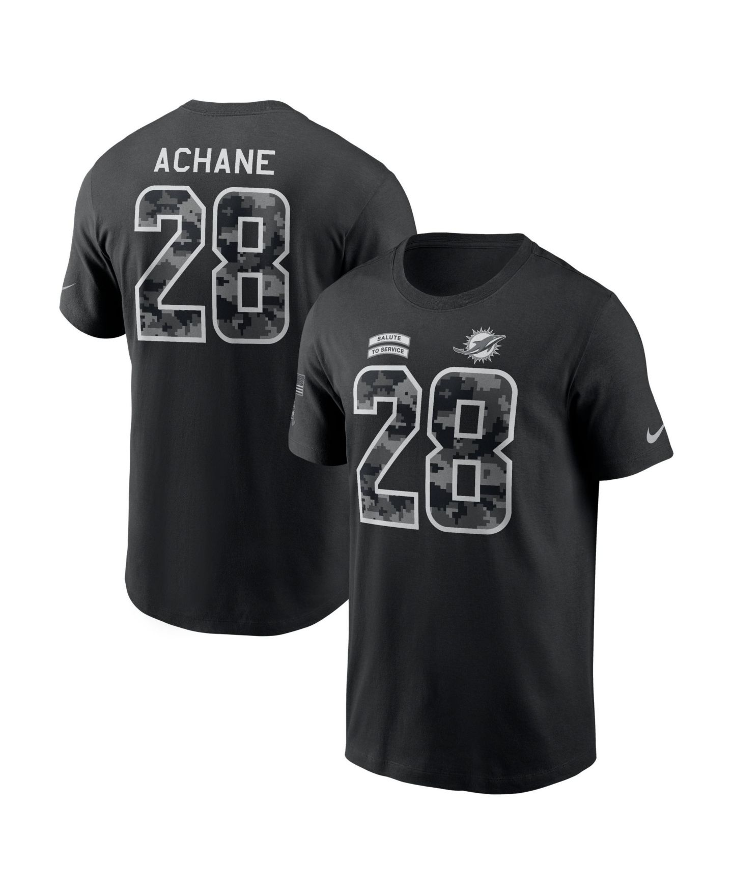 Мужская футболка Nike De’Von Achane Black Miami Dolphins 2026 Salute to Service Name & Number — фото 4