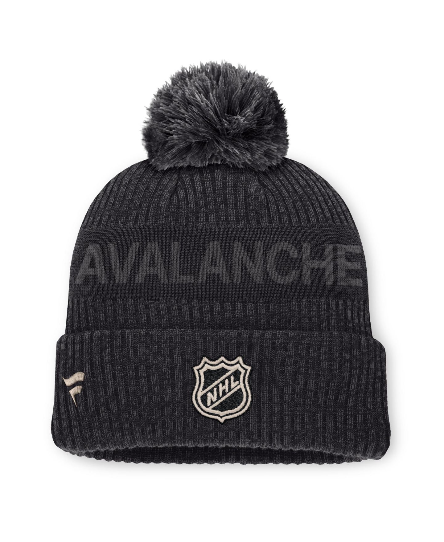 Мужской головной убор Fanatics Charcoal Colorado Avalanche Road Phantom Cuffed Knit with Pom Hat — фото 2