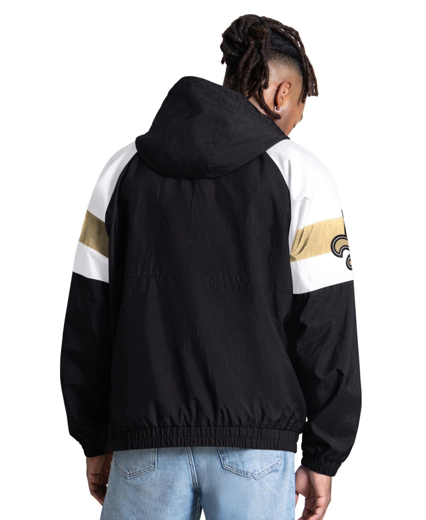 Мужская куртка Starter Black New Orleans Saints Street Cut Half-Zip — фото 2