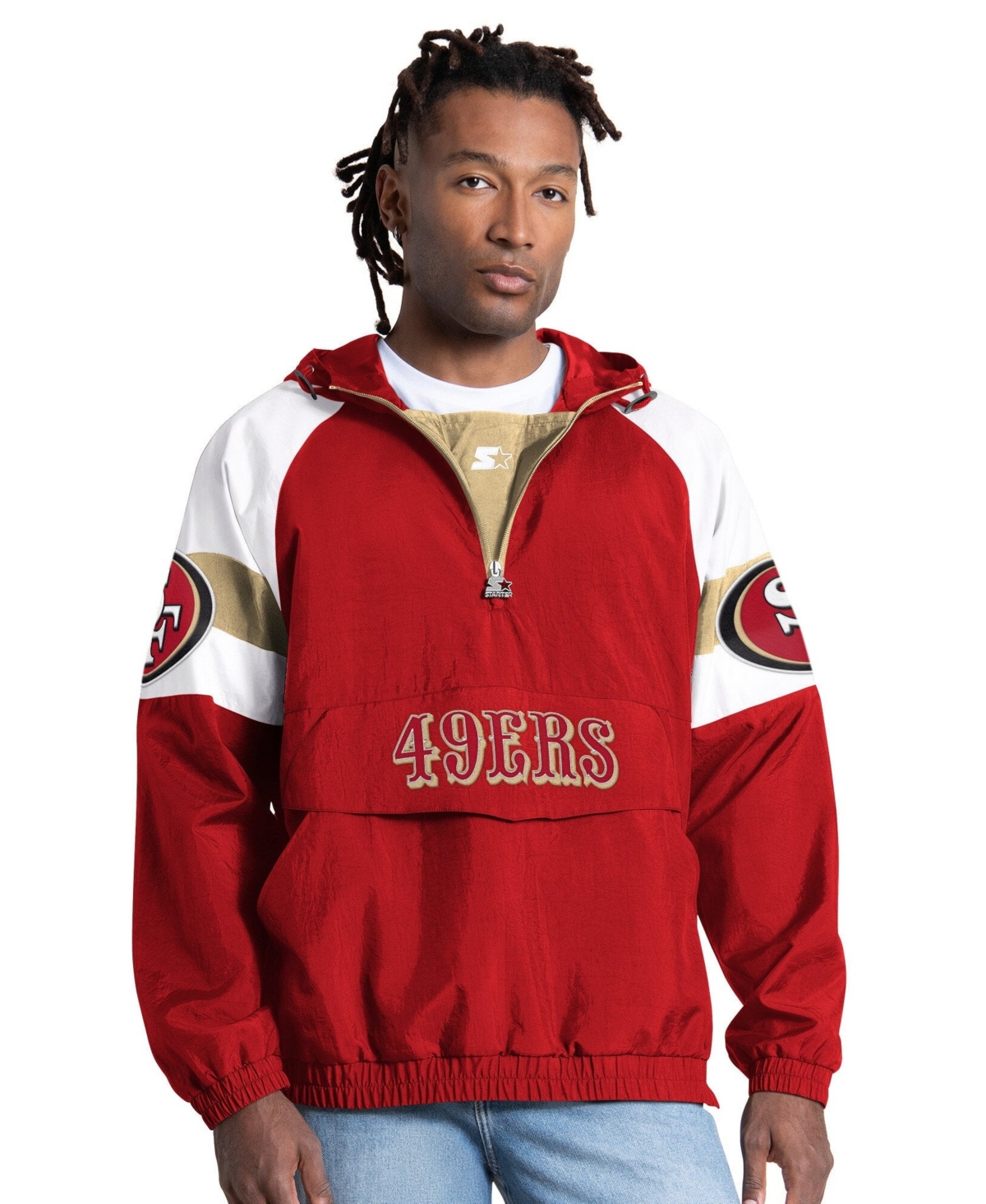 Starter Men's Scarlet San Francisco 49ers Street Cut Half-Zip Jacket