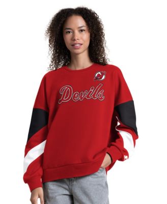 Women's Red New Jersey Devils Grand Slam Sleeve Color Block Sweatshirt