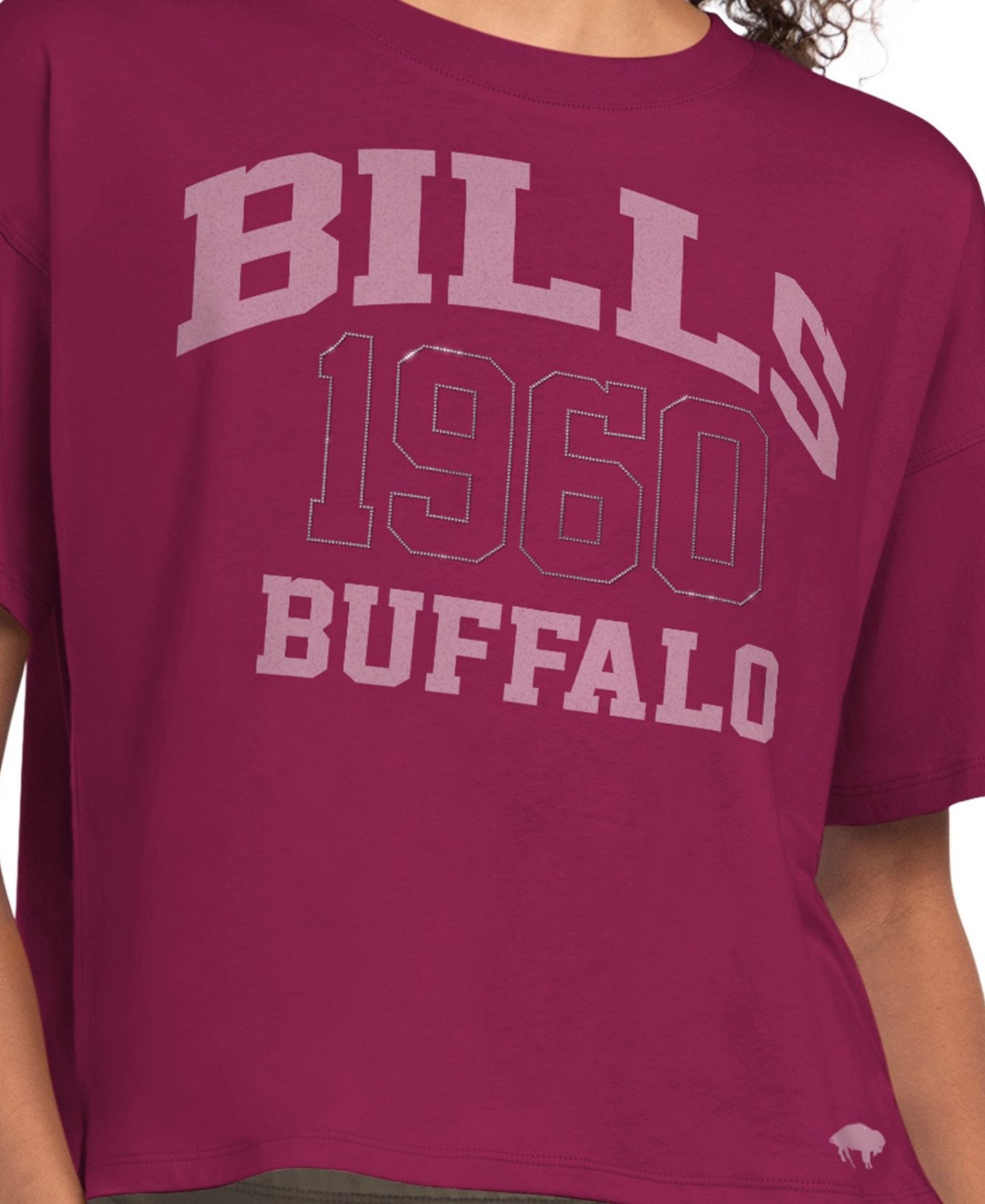 Женская футболка Starter Maroon Buffalo Bills Rhinestone Boxy Cropped — фото 3