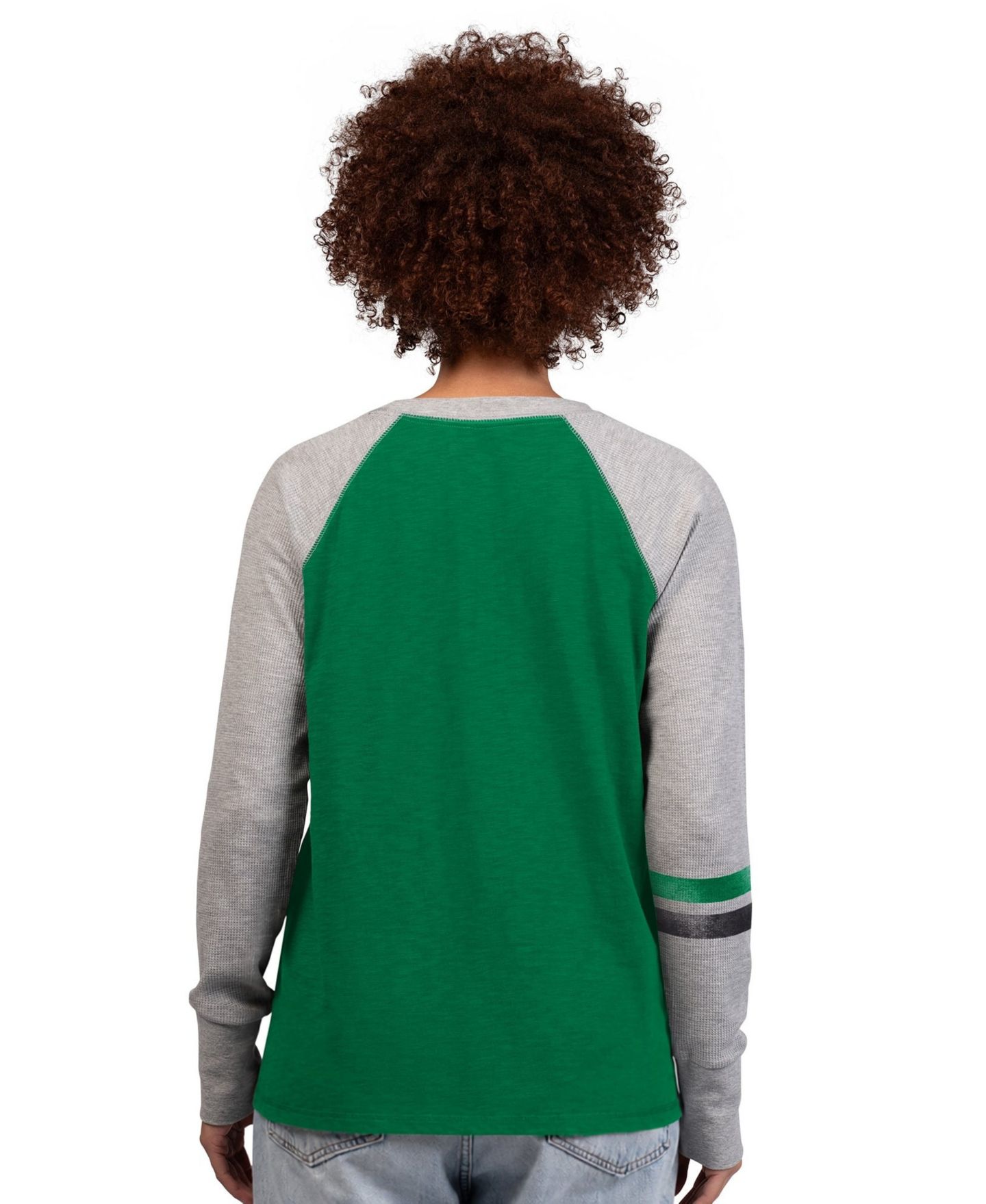 Женская футболка Starter Kelly Green/Gray Philadelphia Eagles Throwback Waffle-Knit Raglan Long Sleeve — фото 2