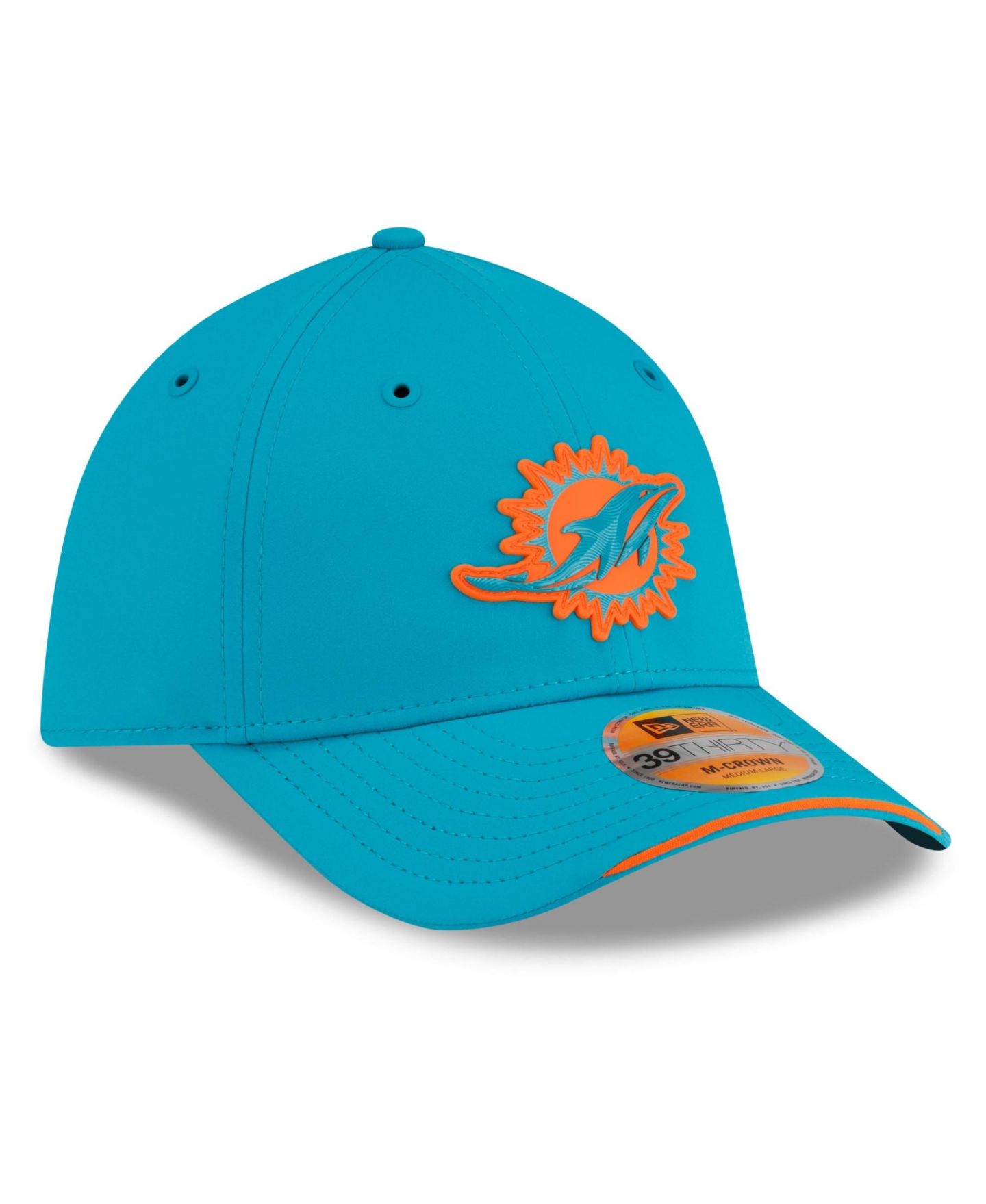 Мужская кепка New Era Aqua Miami Dolphins 2026 Sideline 39THIRTY M-Crown Flex Hat — фото 3