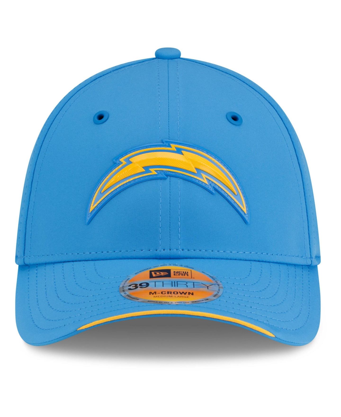 Мужская кепка New Era Powder Blue Los Angeles Chargers 2026 Sideline 39THIRTY M-Crown Flex Hat — фото 2