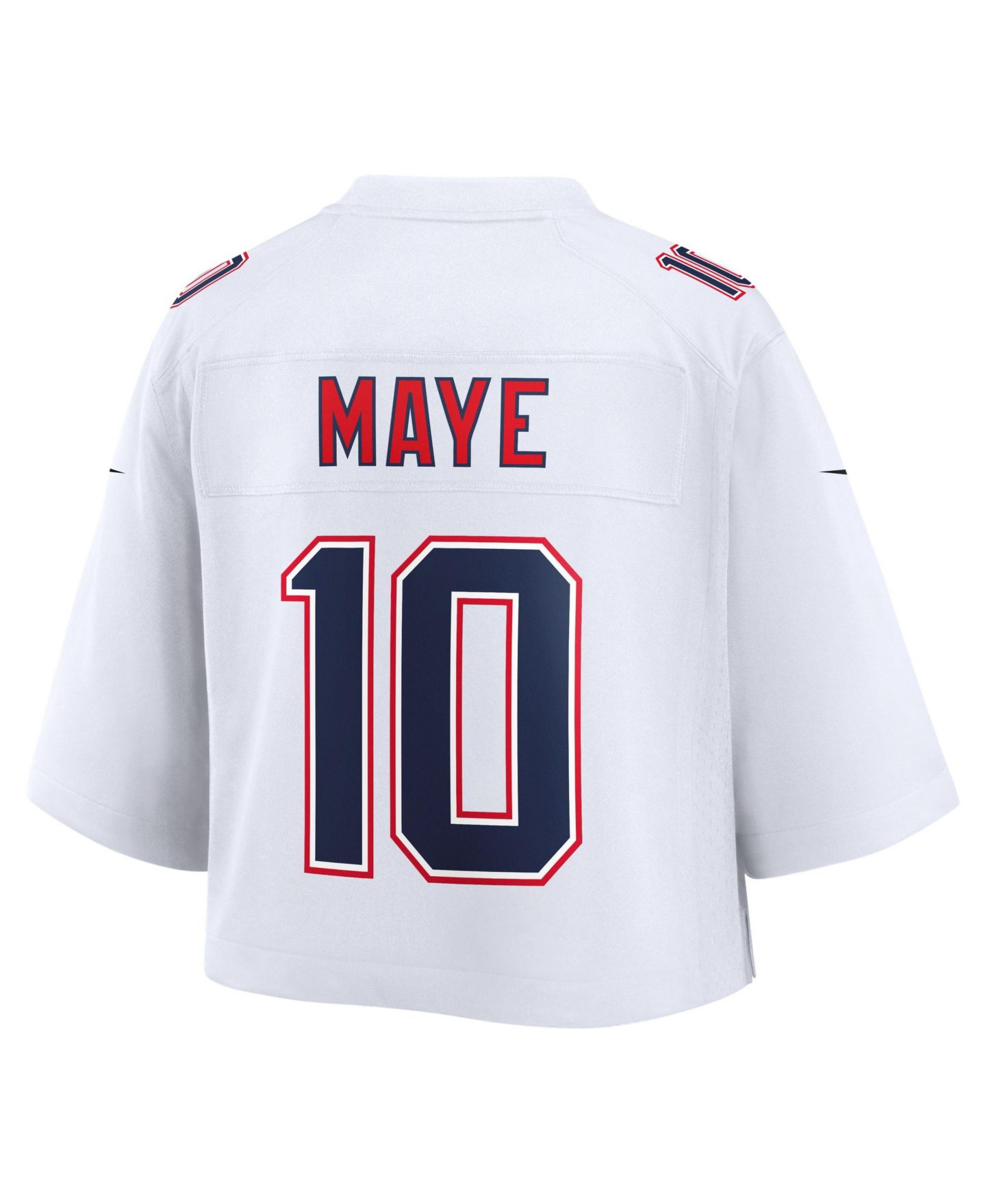 Женский топ Nike Drake Maye White New England Patriots Cropped Fashion Game Jersey — фото 3