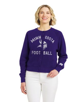 Women's Purple Minnesota Vikings Heathered Crew Cardigan Sweater