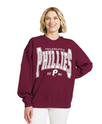 Women's Burgundy Philadelphia Phillies Oversized Team Fleece Sweatshirt