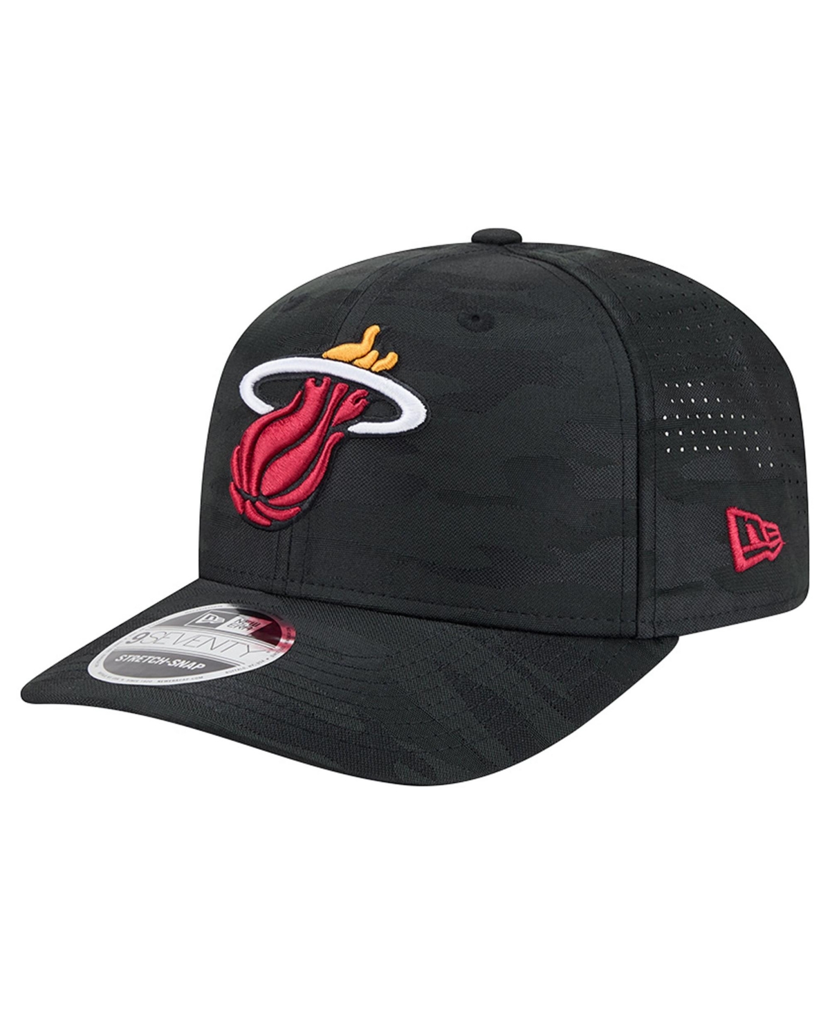 New Era Men's Black Miami Heat Camo 9SEVENTY Perforated Adjustable Hat - Black