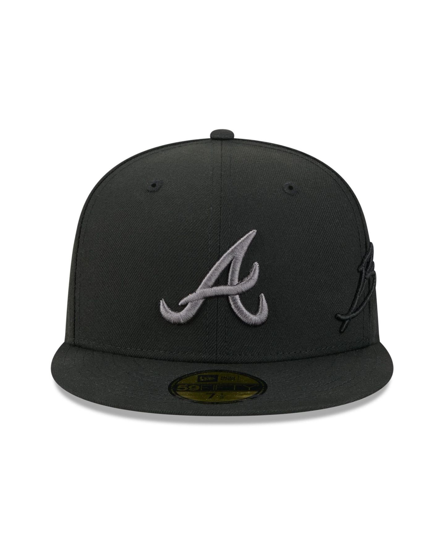 Мужская кепка New Era Black Atlanta Braves Side Script 59FIFTY Fitted Hat — фото 2