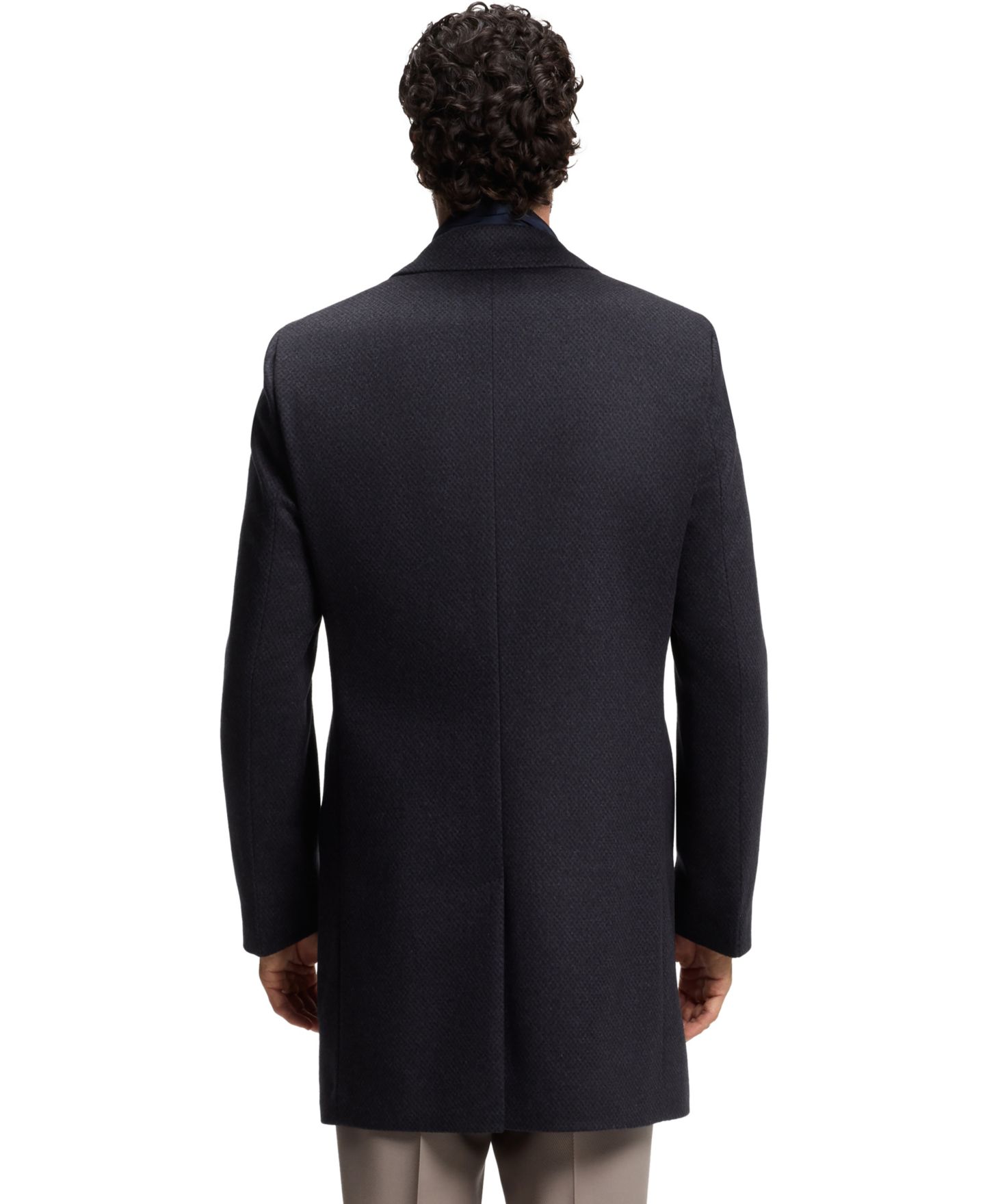 Мужское пальто Hugo Boss BOSS by Wool-Cashmere Slim-Fit, цвет: Тёмный синий — фото 7