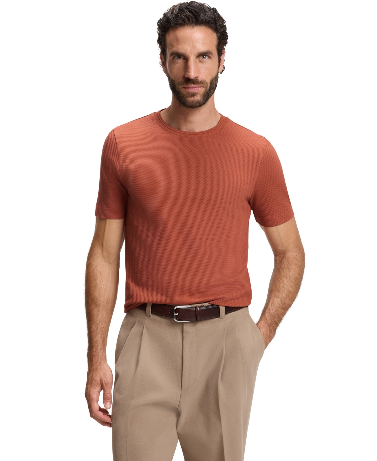 Boss by Hugo Boss Men's Tiburt 240 Bubble-Jacquard Crewneck T-Shirt - Dark Red