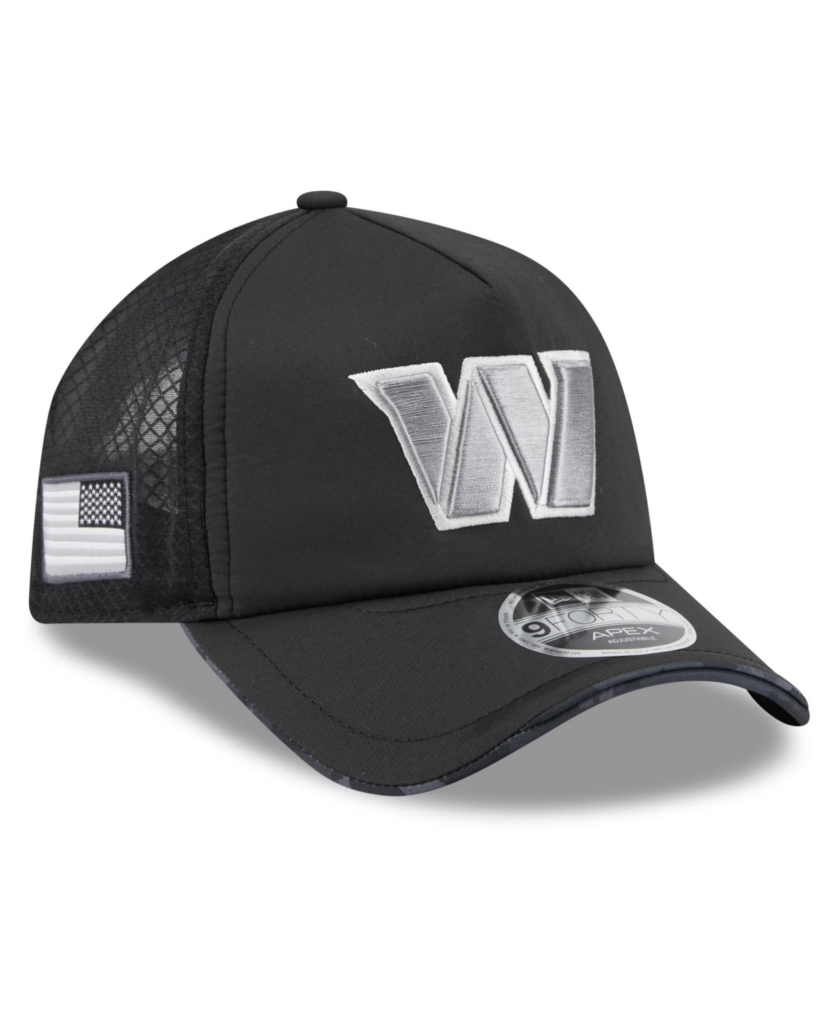 New Era Men's Black Washington Commanders 2026 Salute To Service Apex 9FORTY Adjustable Trucker Hat