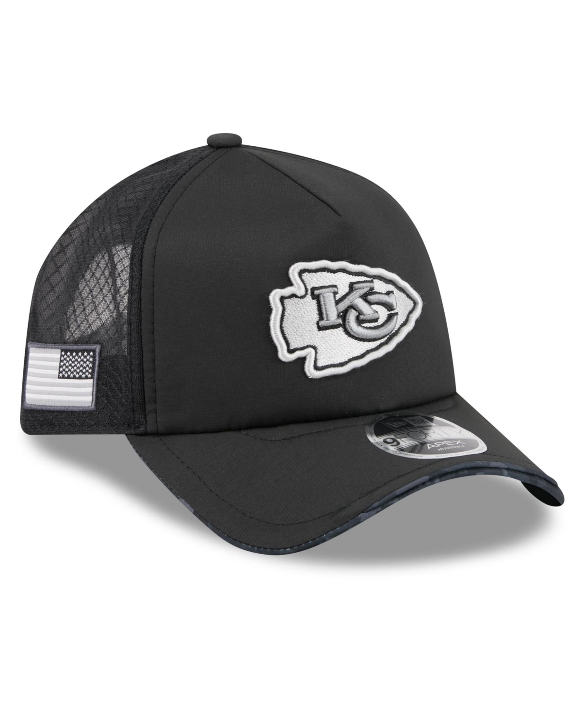 New Era Men's Black Kansas City Chiefs 2026 Salute To Service Apex 9FORTY Adjustable Trucker Hat - Black
