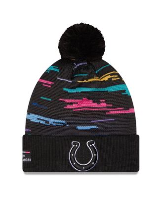 Men's Black Indianapolis Colts 2026 NFL Crucial Catch Cuffed Knit with Pom Hat
