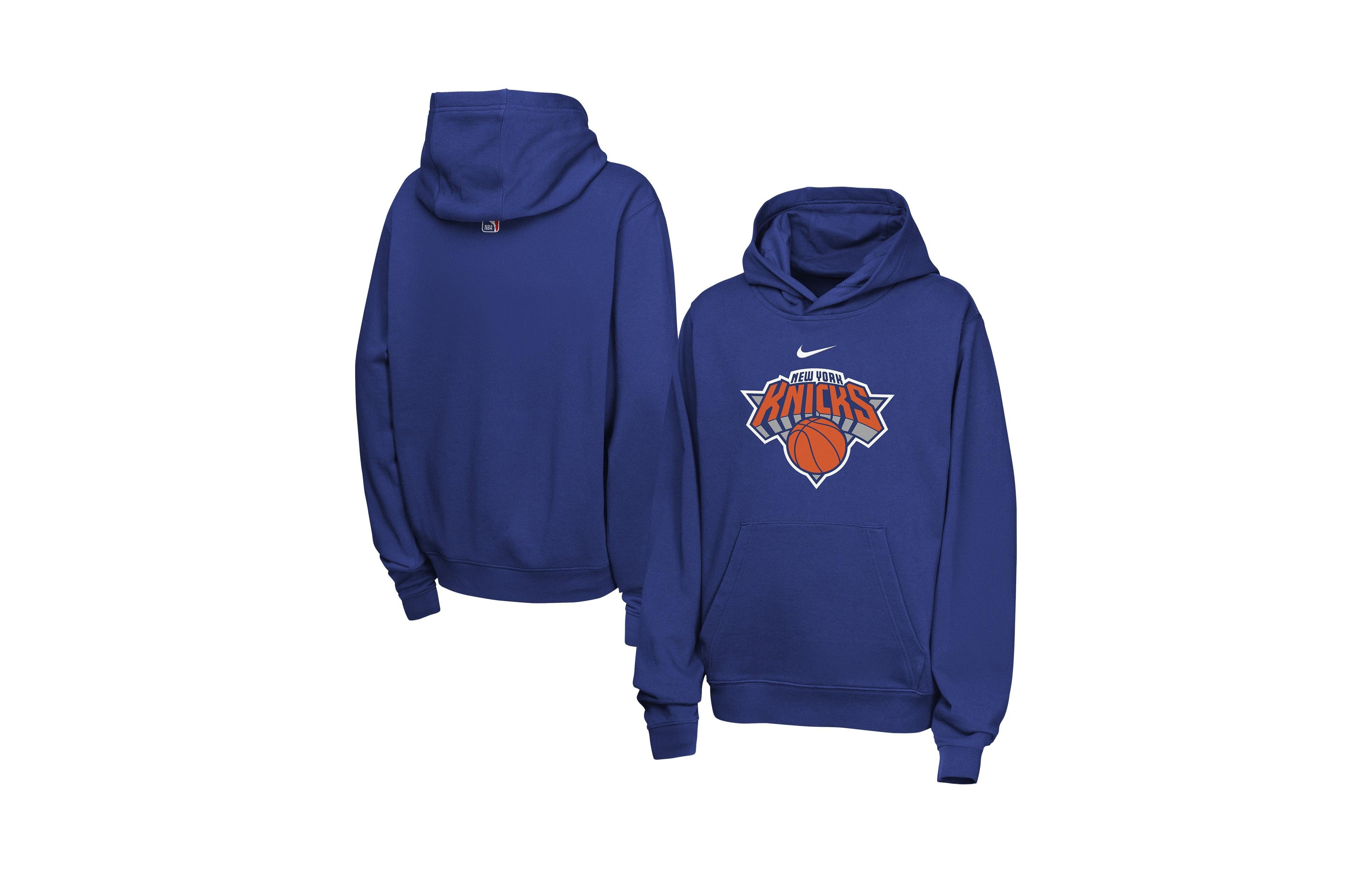Nike Big Boys' and Girls' Blue New York Knicks Essential Logo Club Hoodie