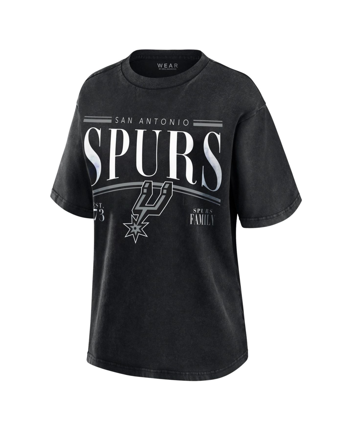Женская футболка WEAR by Erin Andrews Black San Antonio Spurs Washed Vintage — фото 2