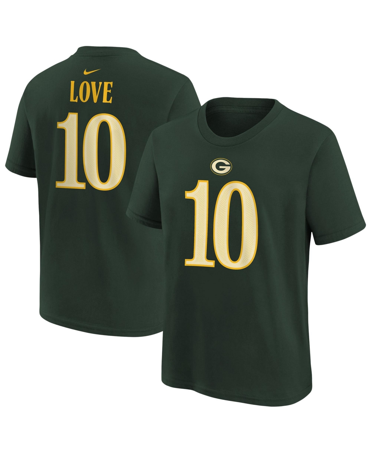 Nike Big Boys' and Girls' Jordan Love Green Bay Packers 2026 Rivalries Collection Name & Number T-Shirt