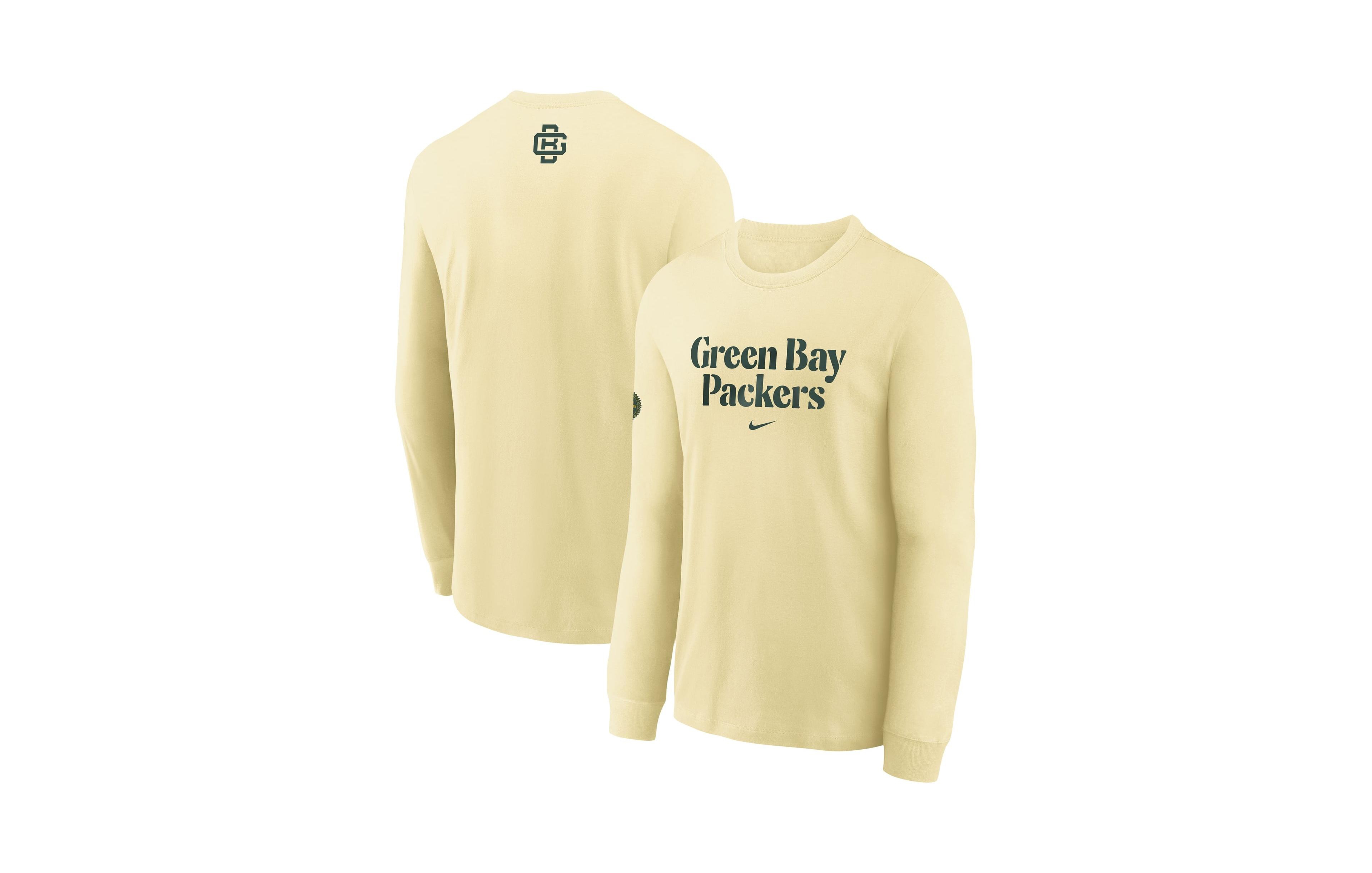 Nike Big Boys' and Girls' Cream Green Bay Packers 2026 Rivalries Collection Max90 Long Sleeve T-Shirt