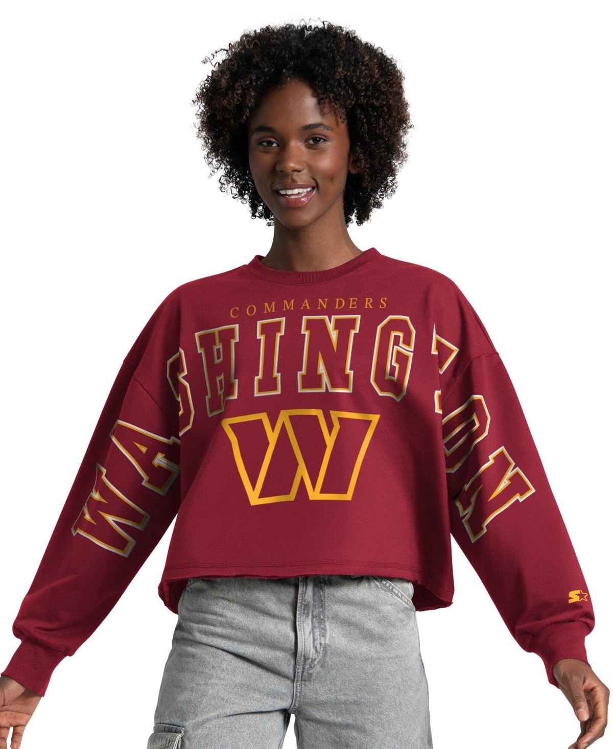 Starter Women's Burgundy Washington Commanders Bleachers Cropped Sweatshirt