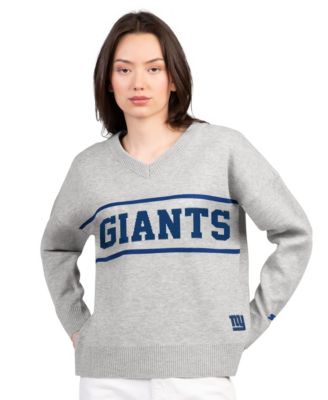 Women's Gray New York Giants Best Shot V-Neck Sweater