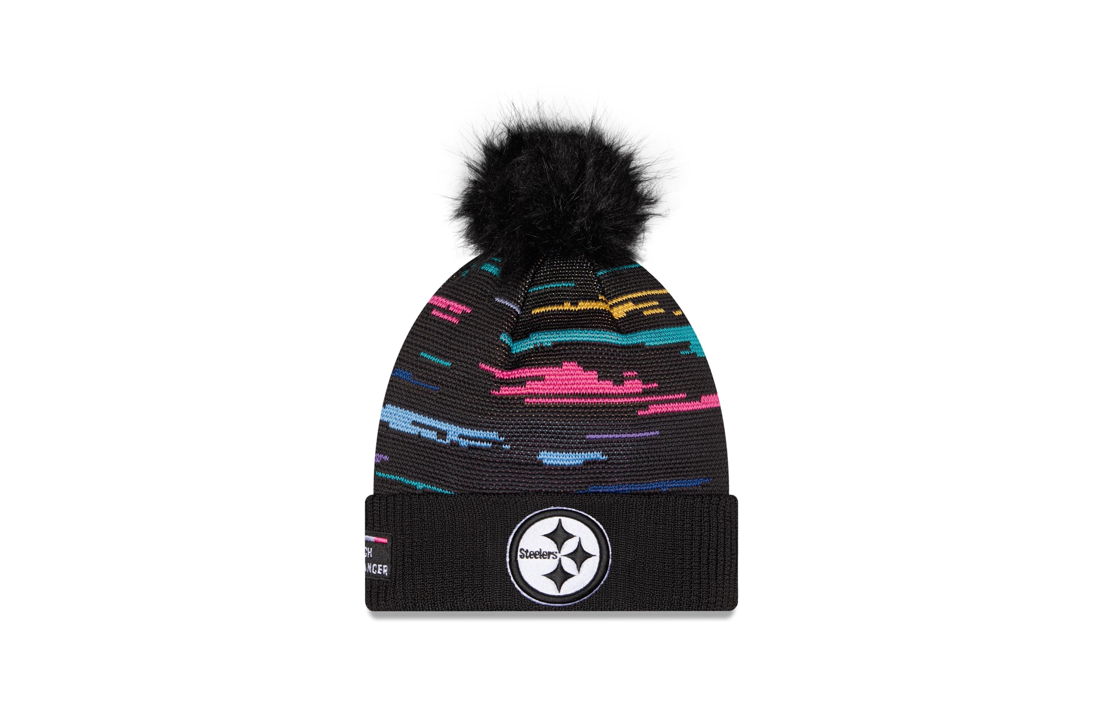New Era Women's Black Pittsburgh Steelers 2026 Nfl Crucial Catch Cuffed Knit with Pom Hat