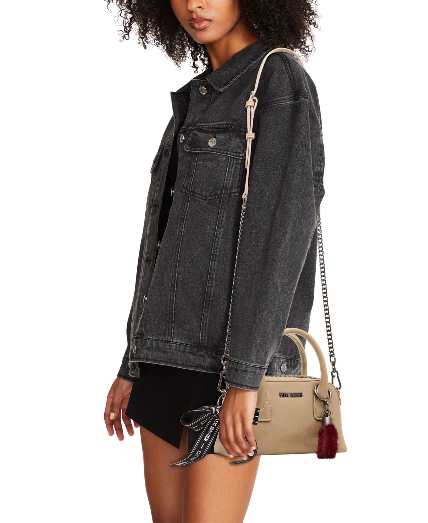 Женская сумка Steve Madden Melodie Faux Leather Crossbody Top Handle Satchel, цвет: Бежевый — фото 6