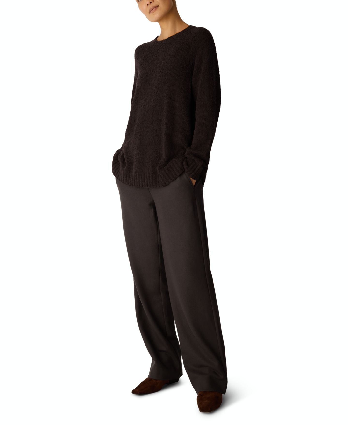 Женский свитер Eileen Fisher Crewneck Long-Sleeve Boucle, цвет: Кофейный — фото 2