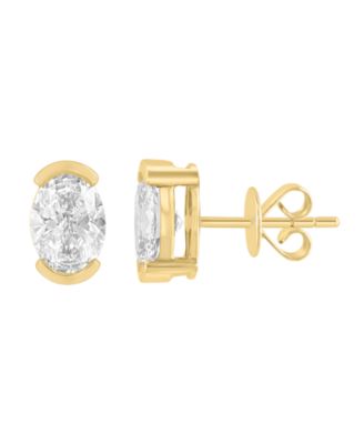 Certified Lab-Grown Diamond Oval Earrings (2 ct. t.w.) in 14k Yellow Gold