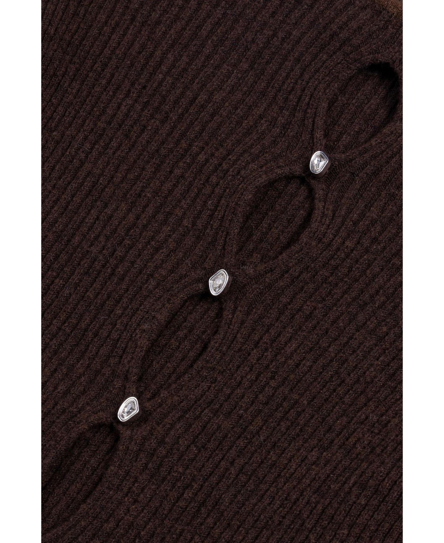 Женский кардиган NOCTURNE Off-Shoulder Ribbed Knit Long-Sleeve, цвет: Коричневый — фото 7