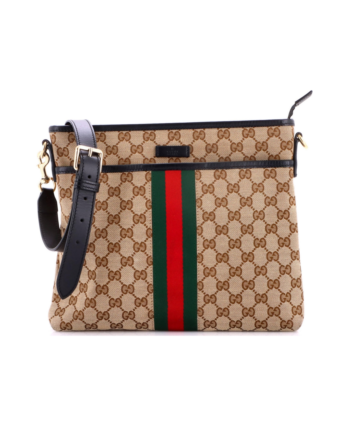 Pre-Owned Gucci Small Front Pocket Web Messenger Gg Canvas - Brown