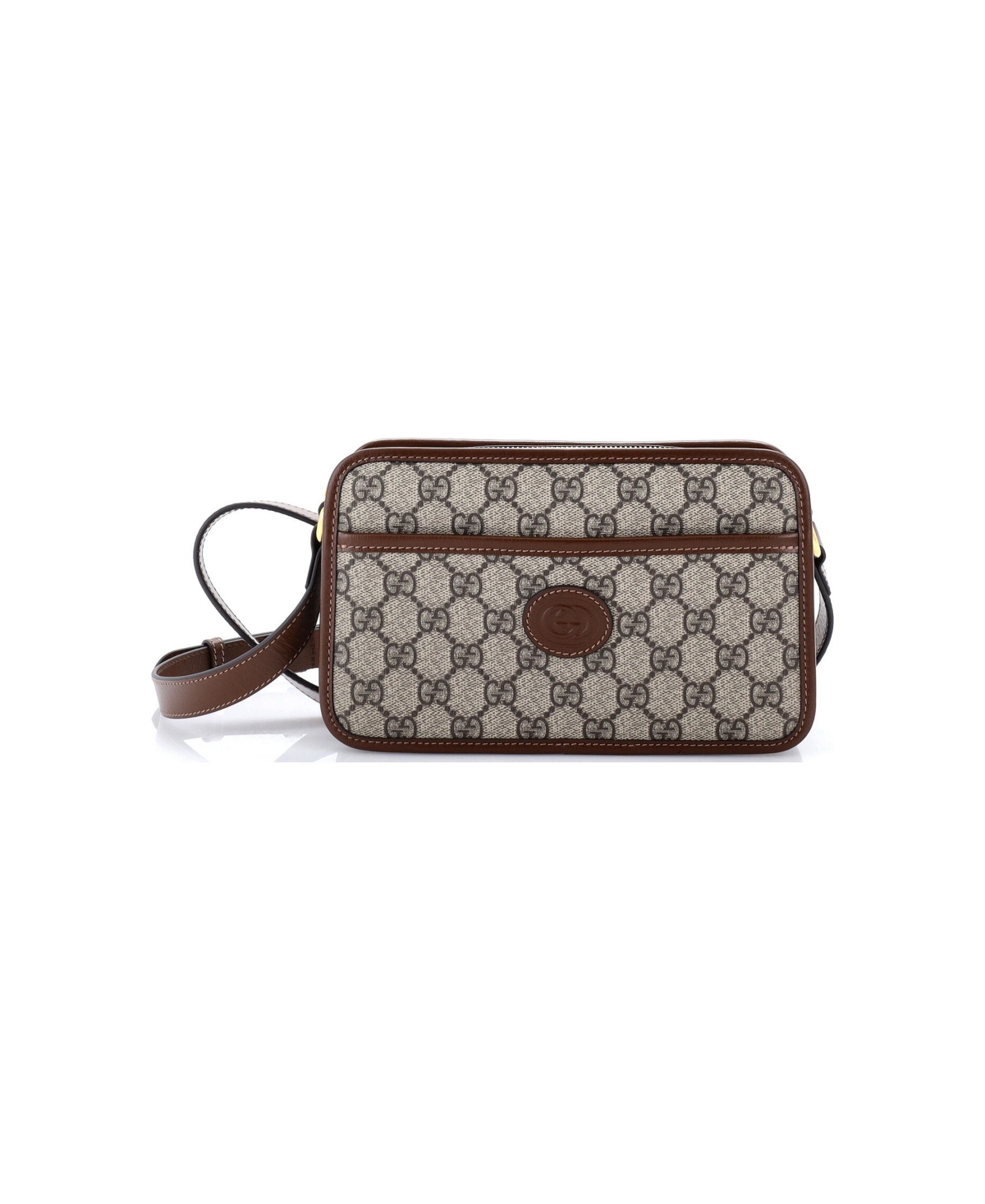 Pre-Owned Gucci Mini Interlocking G Patch Camera Bag Gg Coated Canvas - Brown
