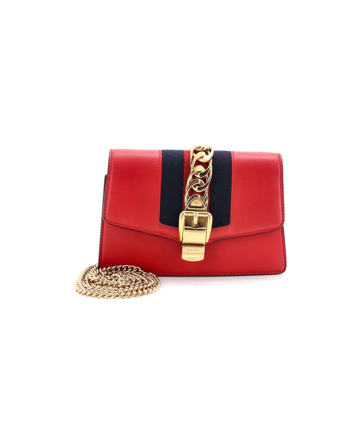 Pre-Owned Gucci Mini Sylvie Chain Shoulder Bag Leather - Red
