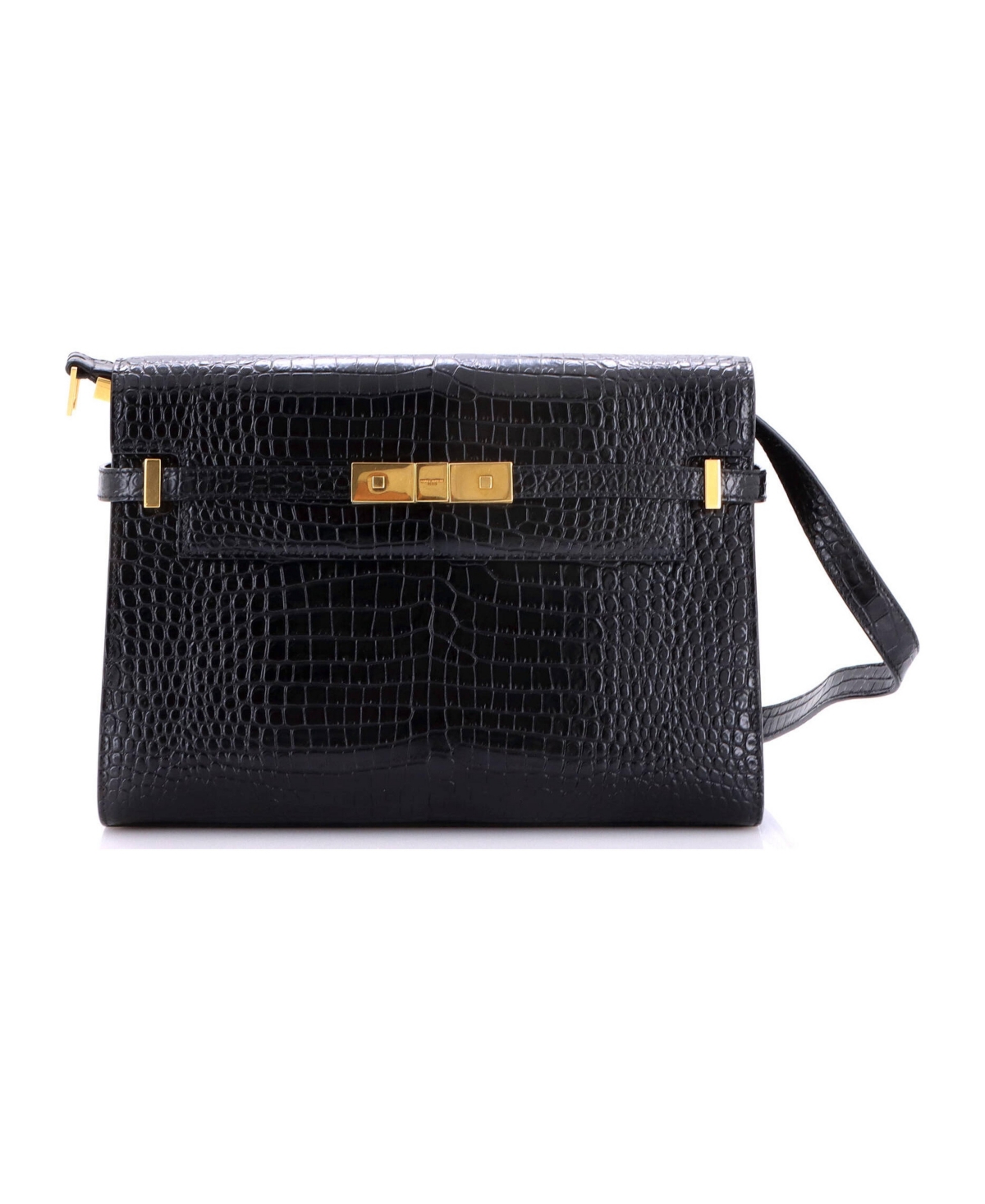 Pre-Owned Saint Laurent Medium Manhattan Shoulder Bag Embossed Leather - Black
