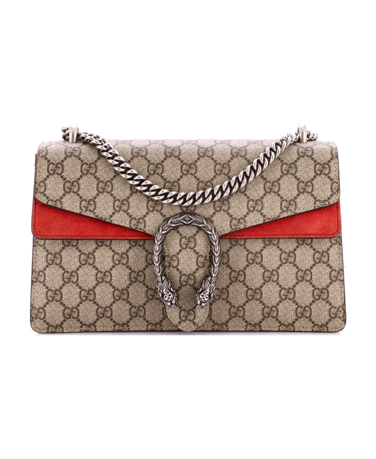 Pre-Owned Gucci Small Dionysus Bag Gg Coated Canvas - Red