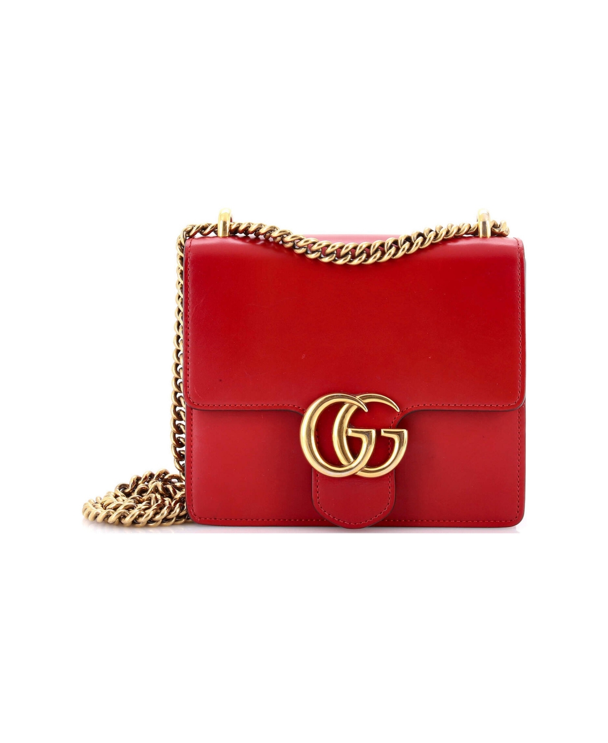 Pre-Owned Gucci Small Gg Marmont Chain Shoulder Bag Leather