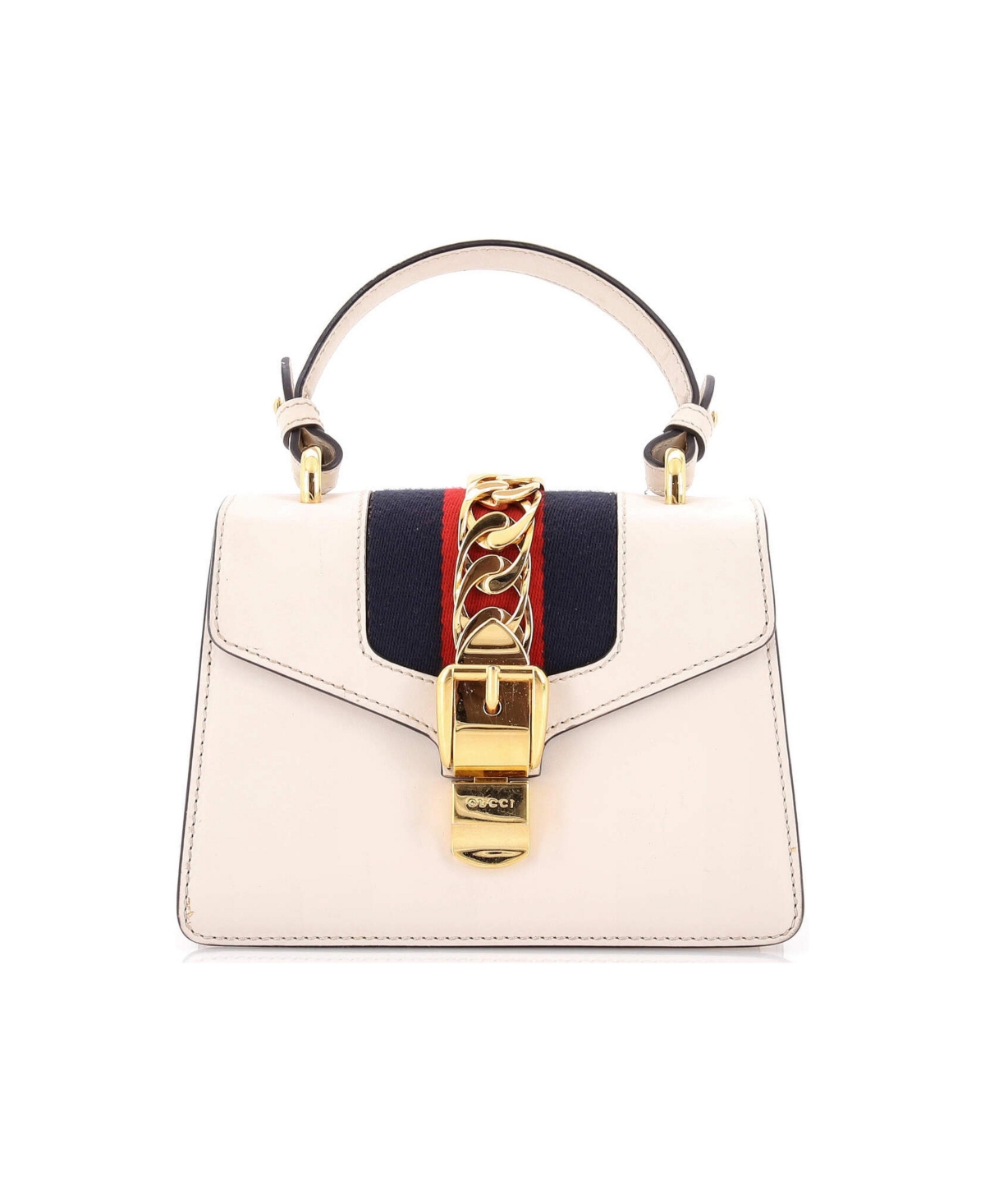Pre-Owned Gucci Mini Sylvie Top Handle Bag Leather - White