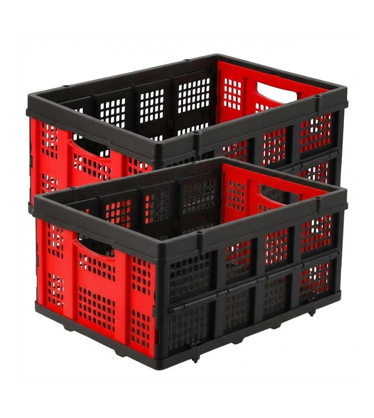 homfan Collapsible Storage Crate, Foldable Plastic Storage Bin with Built-in Handles