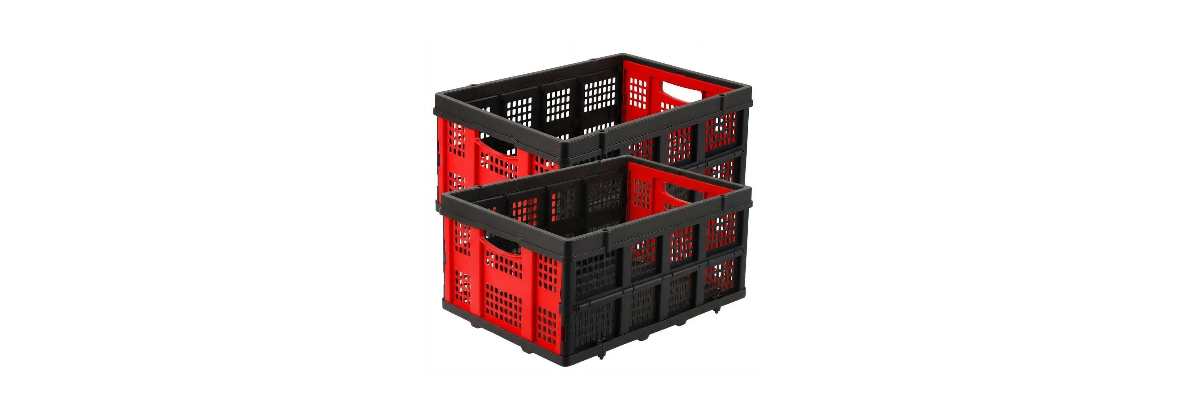 homfan Collapsible Storage Crate, Foldable Plastic Storage Bin with Built-in Handles