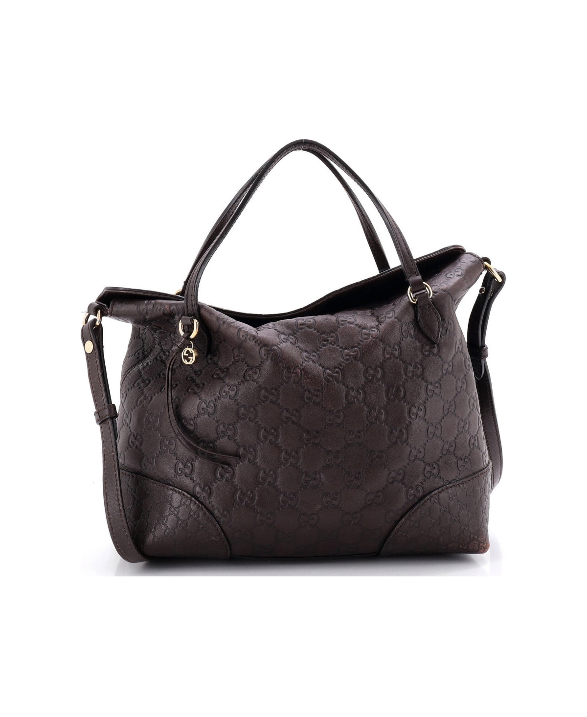 Pre-Owned Gucci Medium Bree Convertible Top Handle Bag Guccissima Leather - Brown