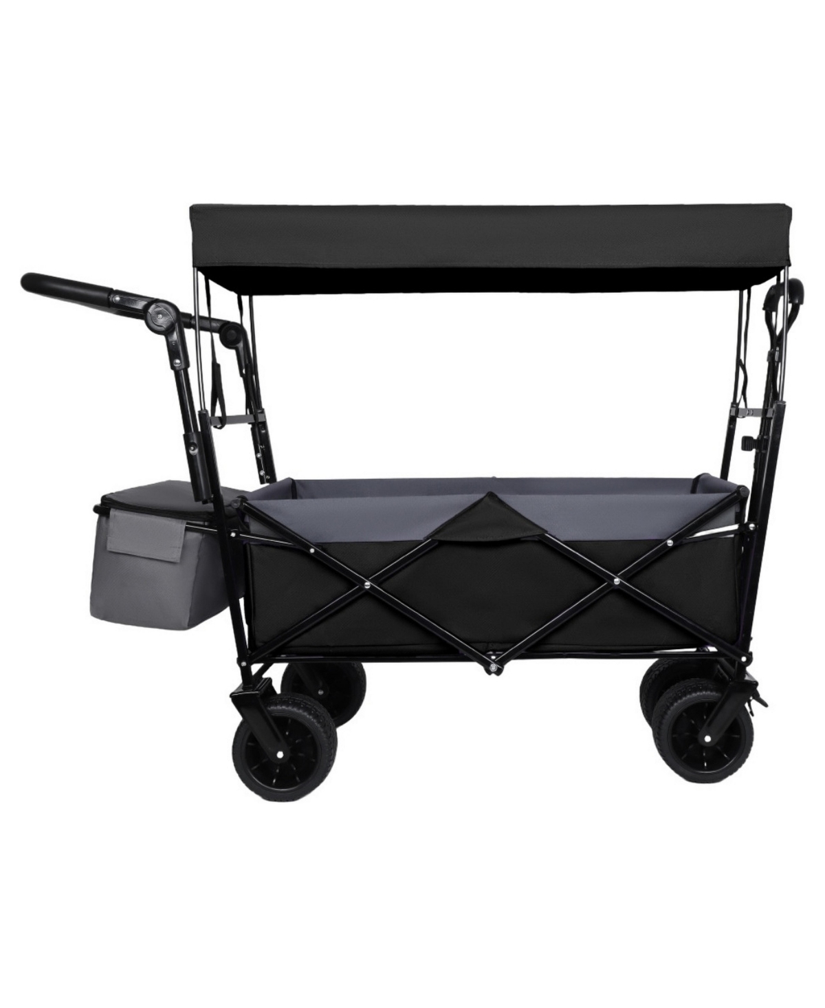 ECHTPeak 480Lbs Collapsible Wagon Cart with Removable Canopy, Push Pull Handle,7 inch All Terrain Wheels for Camping Shopping Garden Sports - Black