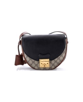 Small Padlock Saddle Shoulder Bag GG Coated Canvas and Leather