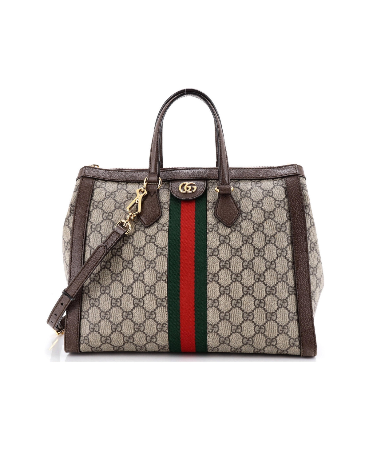 Pre-Owned Gucci Medium Ophidia Top Handle Tote Gg Coated Canvas - Brown