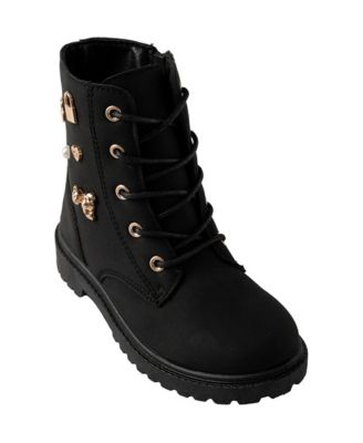 Toddler Girls' Combat Boots with Decorative Gold-Tone Charms