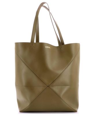 Large Puzzle Fold Tote Leather