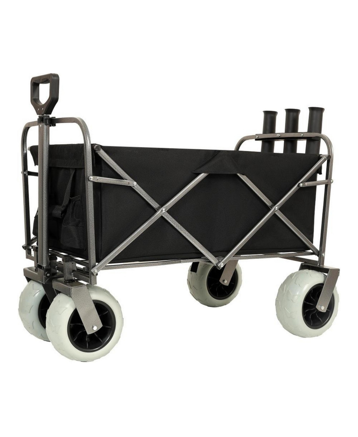 ECHTPeak Folding Fishing Wagon Cart with Rod Holders,500lbs All Terrain Utility Cart with 9 inch Pneumatic Wheels for Beach, Camping, Gardening