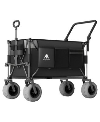 48 Inch Push Pull Folding Wagon Cart,All Terrain Balloon Wheels,Large Capacity Foldable Utility Cart for Beach,Camping,Outdoor Transport