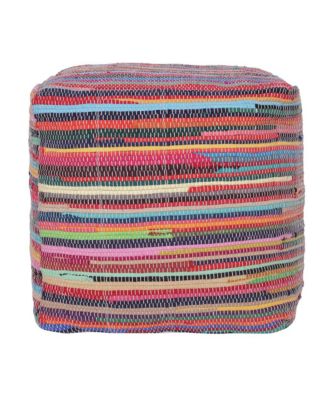 18"And Cotton Cube Striped Pouf Ottoman